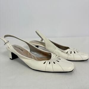 Easy Street White Patent Leather Slingback Pumps- 8